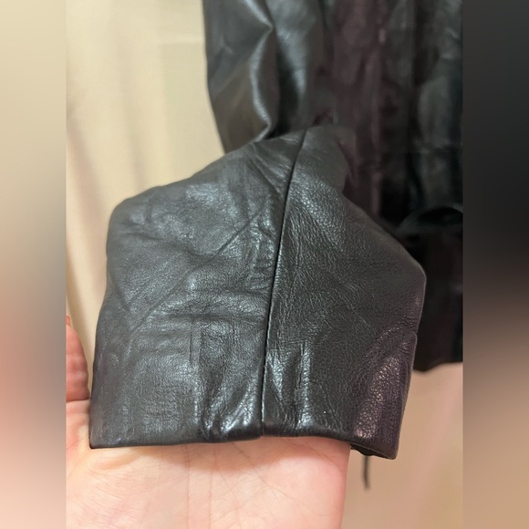 Vintage Jacqueline Ferrar Genuine Leather Belted Jacket – Black Thinsulate Lined - Picture 2 of 8